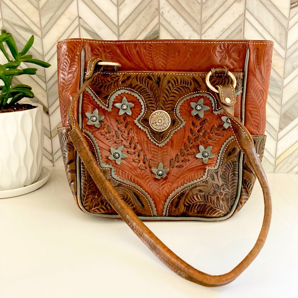 American West Blue Desert Flower Tote Purse